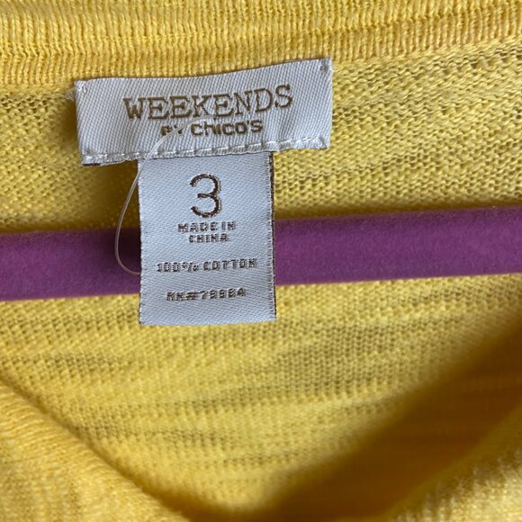 Weekends by Chicos Size 3 Butter Yellow Burnout Full Zip Sweatshirt Lounge Xl - Picture 4 of 6